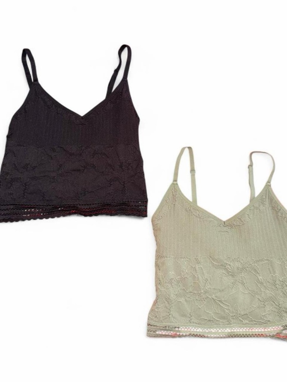 aerie Lace-Trim V-Neck Camisole - Black & Olive